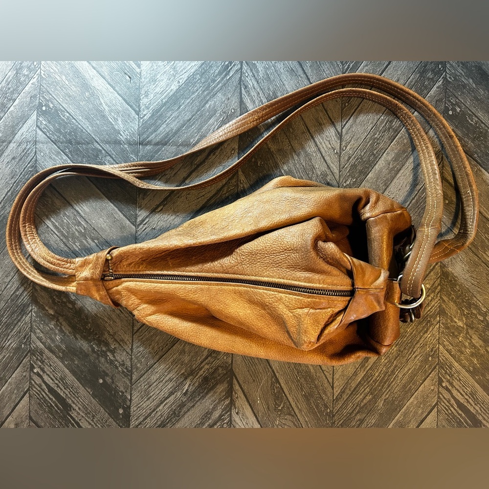 Vintage Karen Gunna Leather Light Camel Brown Rucksack Backpack made in Canada